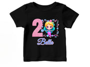 a little girl's birthday shirt with the number two on it