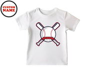 a t - shirt with a baseball bat and ball on it