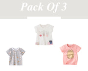 Baby Mädchen Sommer Tops & T-Shirts Kleidung Set Sommer Muster T-Shirt | Kleinkind Baby Mädchen Kleidung Geschenk für Mädchen Outfit 3er Pack