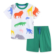 Kurzärmliges Dinosaurier-Jungen-T-Shirt mit Shorts-Set