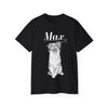 a black t - shirt with an image of a dog on it