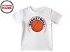 a white t - shirt with a basketball on it