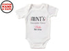 a white bodysuit with the words hunt&#39;s favorite niece