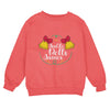 a pink sweatshirt with a bow on the front and a custom name on the back