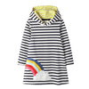 SkipStars Full Sleeve Beautiful Rainbow Design Striped Hoodie Girls Dress, Grey