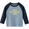 SkipStars Believe Good Things Will Happen' Round Neck Tee Shirt ,Slate Gray