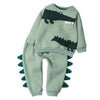 Dino Theme Sweetshirt & Hose mit langen Ärmeln für Jungen, 2-teiliges Outfit-Set, Grün