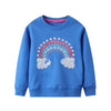 SkipStars Woven Rainbow Round Neck Sweat Shirt ,Blue