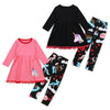 SkipStars Full Sleeve Unicorn Print Pattern Dress & Trouser Girls 2 Piece Outfit Set, Multicolour