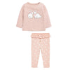 Vollärmeliges süßes Häschen Thema T-Shirt & Hose Mädchen 2-teiliges Outfit Set, Rosa