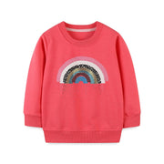 Sweatshirt mit Applikationen in Regenbogenfarben (Rosa)