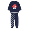 SkipStars Full Sleeve Cute Mushroom House Sweetshirt & Polkadot Trouser Girls 2 Piece Outfit Set, Blue