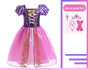 Von Prinzessin Rapunzel inspiriertes Kurzarmkleid für Mädchen