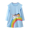 Long-Sleeve Rainbow Pattern Girls Dress