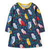 Long Sleeve Cute Owls Pattern Girls Dress