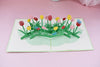 Personalized Colorful Tulips & Butterflies 3D Pop-Up Handmade Greeting Card - Perfect for Birthday Wishes, Congrats, Weddings and Thank You