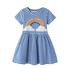 Regenbogen-Design Kurzarm Mädchen Sommer Tutu Kleid