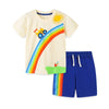 Kurzärmliges Regenbogenmuster Jungen 2-teiliges T-Shirt und kurzes Set