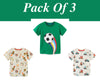 Jungen-Baumwoll-T-Shirts Sommer-T-Shirts &amp; Tops für Baby-Jungen Fußball, Weltraumraketen | Kleinkind Jungen Shirt Kinderkleidung Geschenk für Jungen 3er Pack