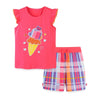 Sleeveless fun Ice Cream and Heart Pattern Girls Dress 2 Piece T-shirt & Shorts Set